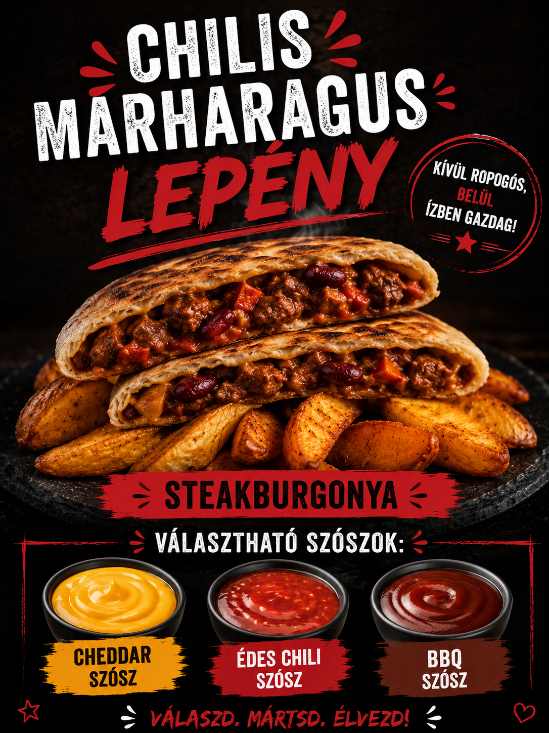 Chilis - Marharagus Lepény Steakburgonyával